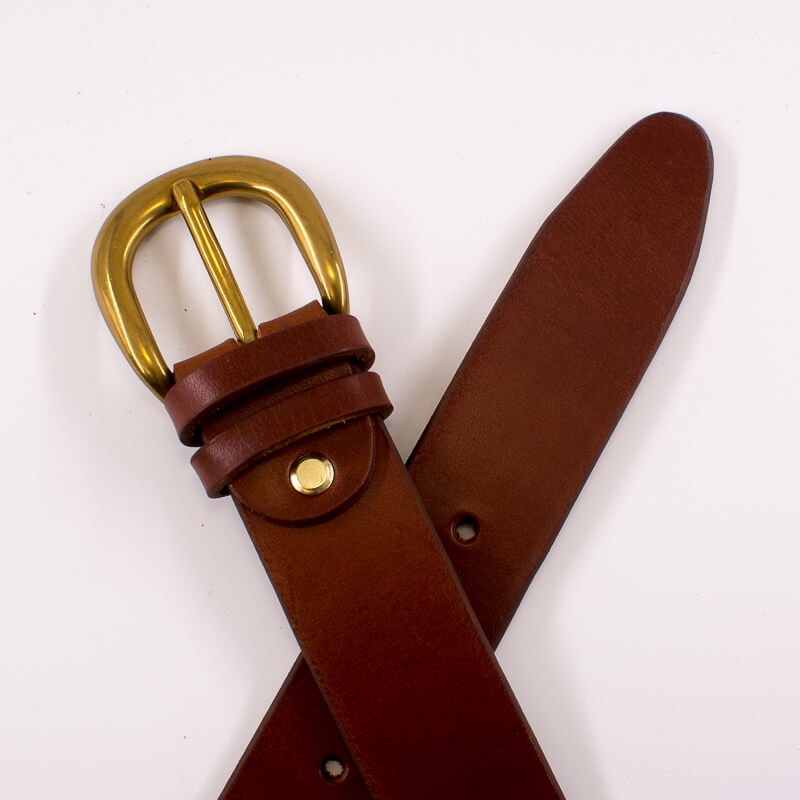 Golden round solid brass buckle - black leather belt - 3cm width – Coo  Leatherware
